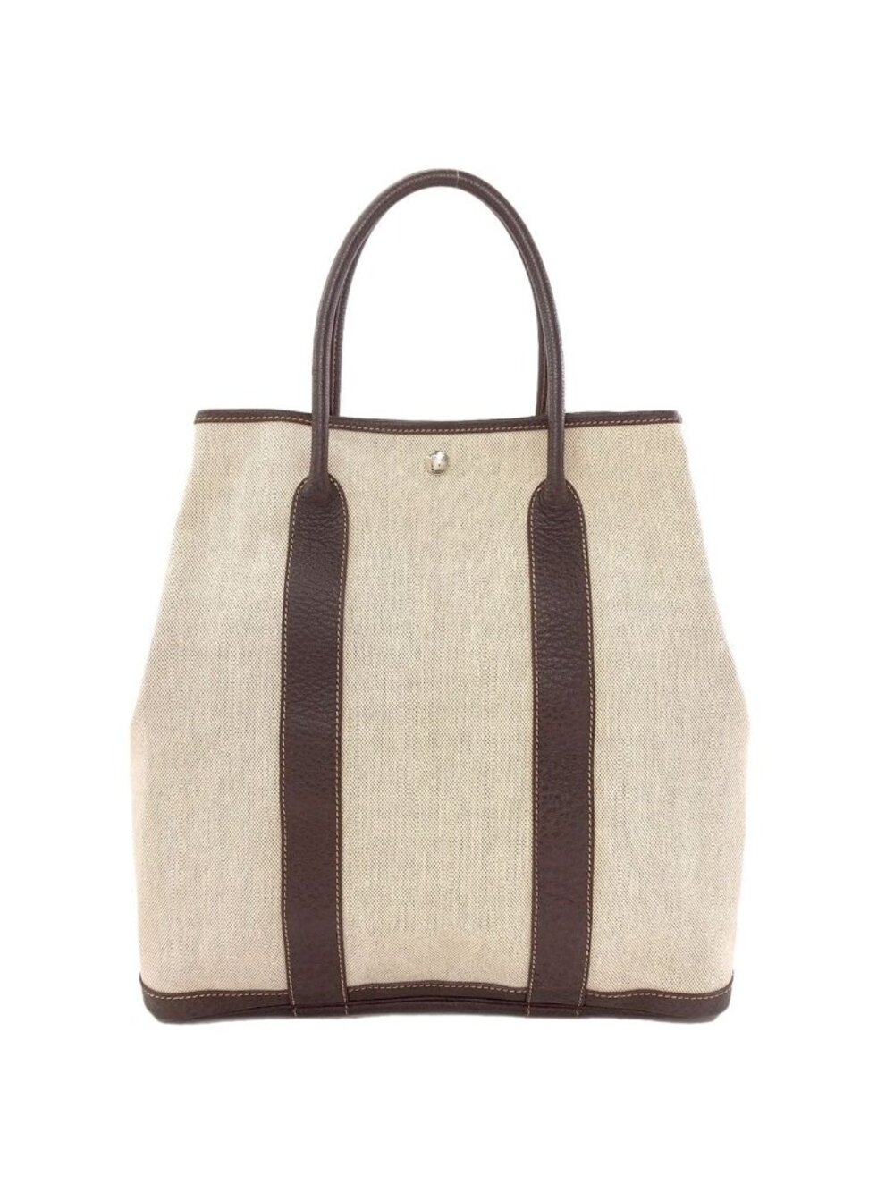 Hermes Garden File MM Silver Tote Bag Toile H Buffalo